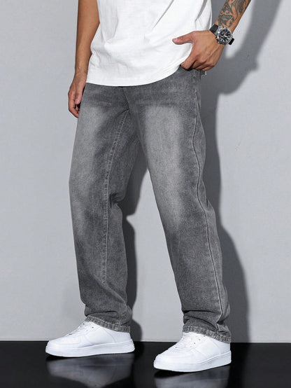 Men's Casual Loose Fit Straight Leg Jeans – Everyday Versatile Style
