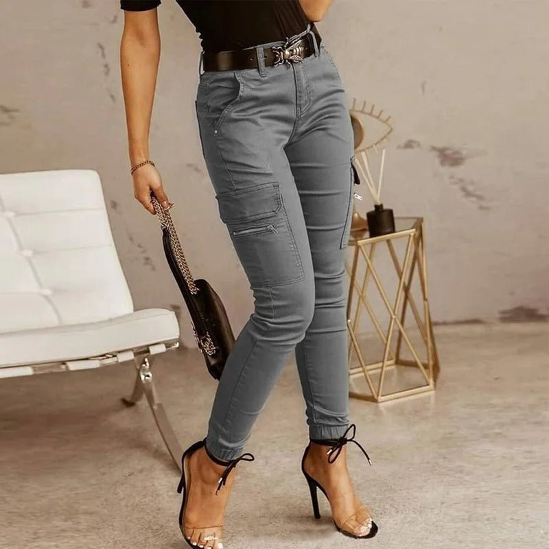 Kim – Women's Slim-Fit Cargo Pants with Multiple Pockets and High-Waisted Design