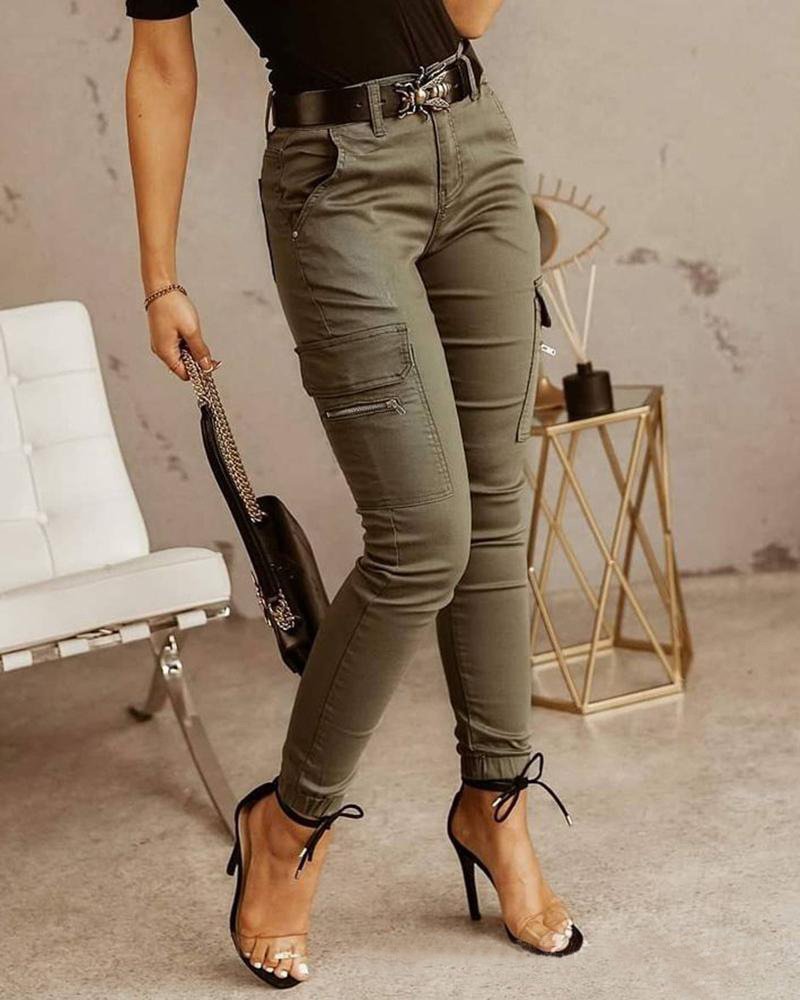 Kim – Women's Slim-Fit Cargo Pants with Multiple Pockets and High-Waisted Design