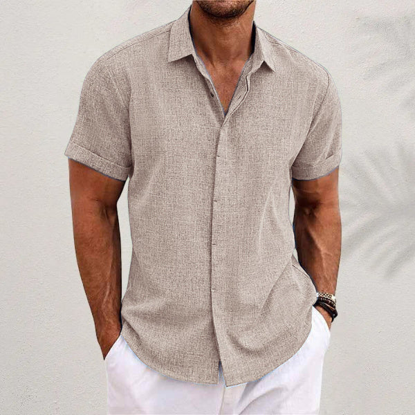 Bob – Men's Solid Color Loose Linen Short-sleeved T-shirt