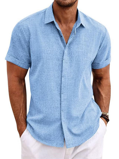 Bob – Men's Solid Color Loose Linen Short-sleeved T-shirt
