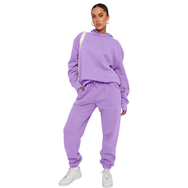 Alison – Solid Color Hooded Long Sleeve Sweater