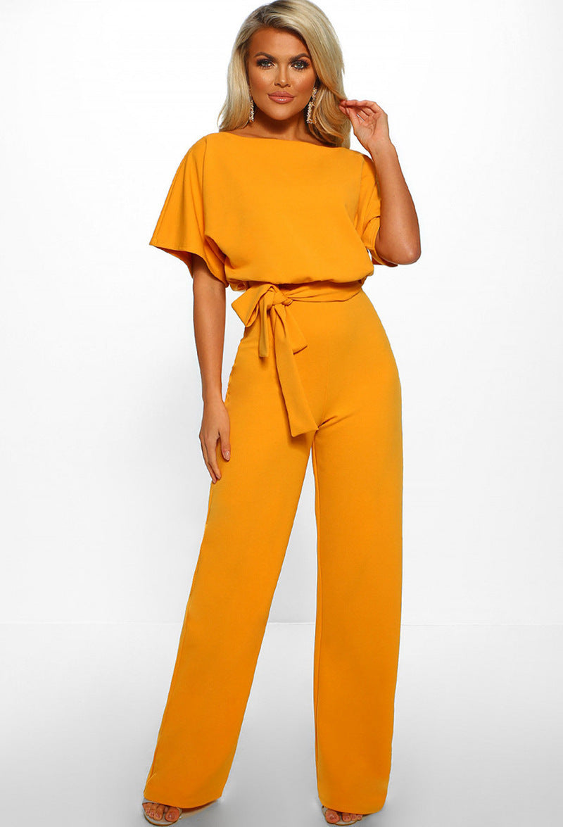 Claire – 7-Color Fashion Lace-up Button Short-sleeved Jumpsuit