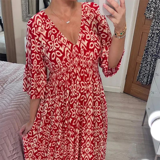 Robyn – Women's V-Neck Floral Long Dress