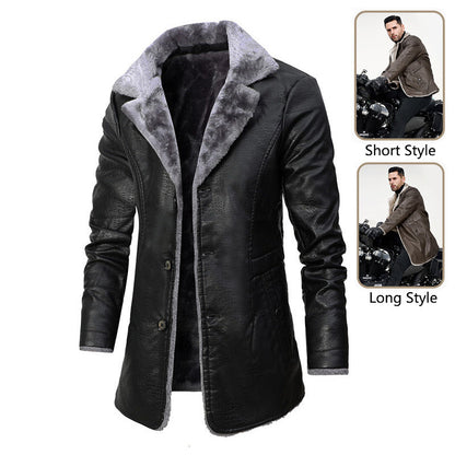 Gary – Plush Lapel Vegan Leather Jacket for Men