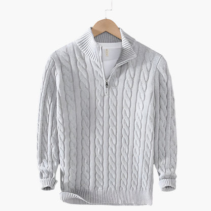 Men's Classic Cable Knit Wool Sweater – Versatile Style for Work and Leisure