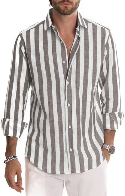 Leah – Loose Polo Collar Striped Shirt