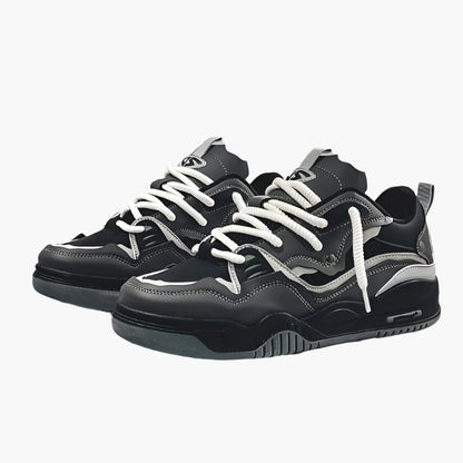 Men's Casual Sport Sneakers with Geometric Design and Lace-Up Closure