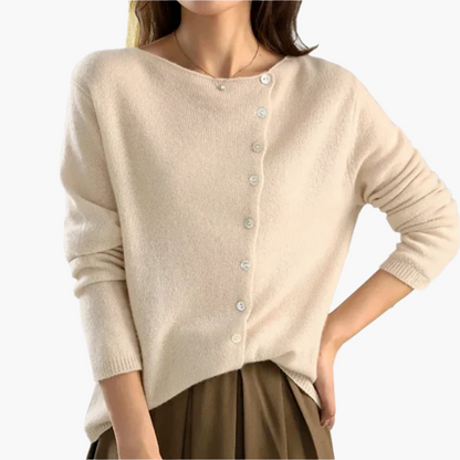 Women's Elegant Asymmetric Button-Up Cardigan Sweater