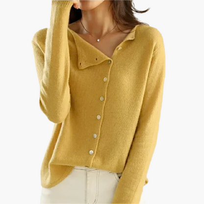 Women's Elegant Asymmetric Button-Up Cardigan Sweater