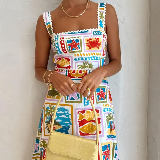 Vanessa – Tube Dress with Straps and Graffiti Design