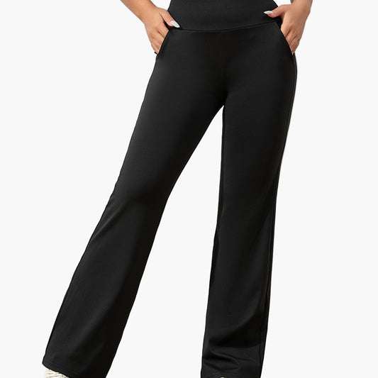 Women's Yoga Flared Pants with Pockets – Stylish High Waist Activewear for Workout & Leisure