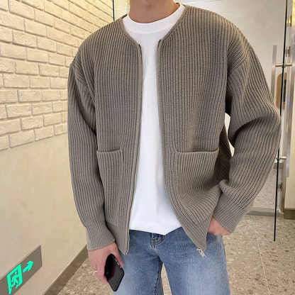 Men's Minimalist Knit Zip Cardigan for Everyday Comfort and Style