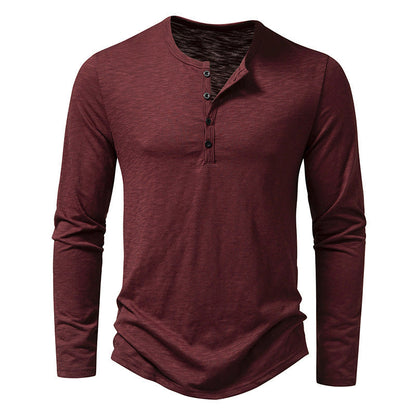 Grant – Men's Long Sleeve Fashion Button Henry Collar T-shirt