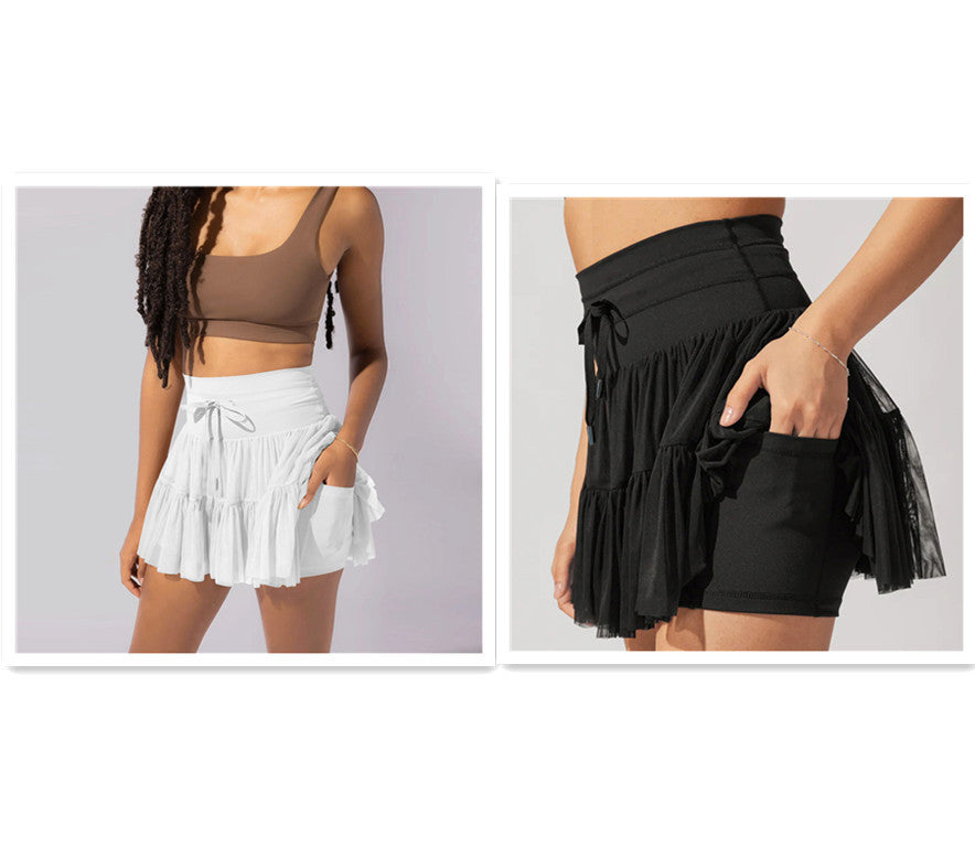 Lauren – High Waist Pleated Sports Skirt with Safety Shorts