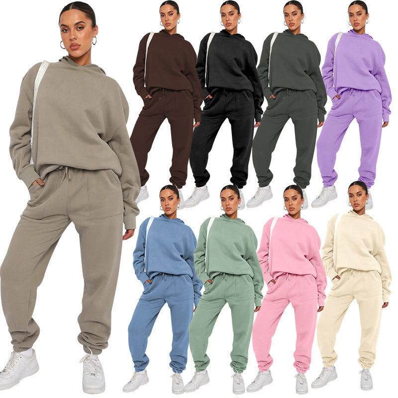 Alison – Solid Color Hooded Long Sleeve Sweater