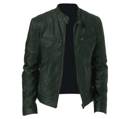 Denise – Warm Zipper Cardigan with Pocket Decorated in Premium Vegan Leather