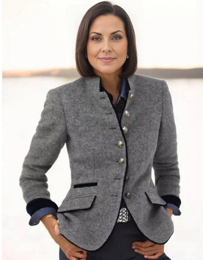 Sara – Multi-button Color Matching Woolen Jacket