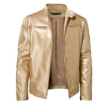 Denise – Warm Zipper Cardigan with Pocket Decorated in Premium Vegan Leather