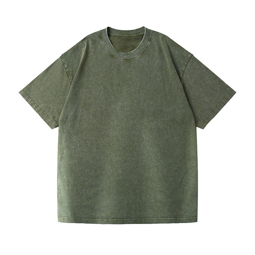 Jim – Loose Cotton Washed T-shirt with Drop-Shoulder