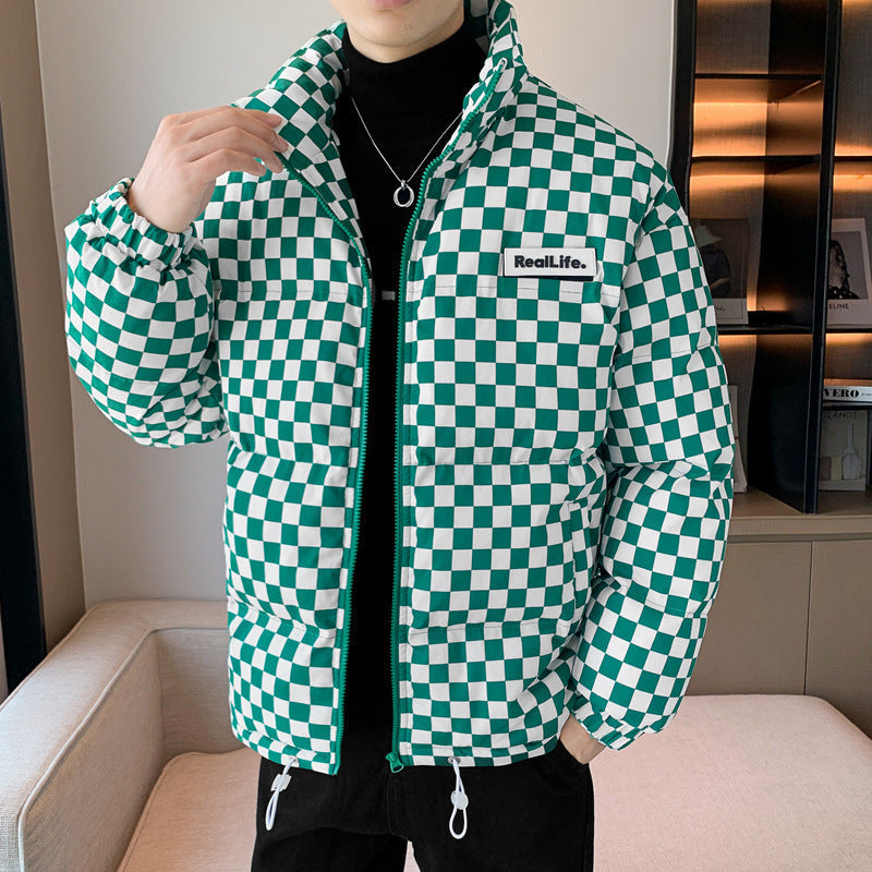 Bryan – Thick Warm Jacket with Chessboard Pattern