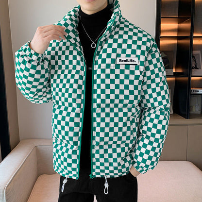 Bryan – Thick Warm Jacket with Chessboard Pattern