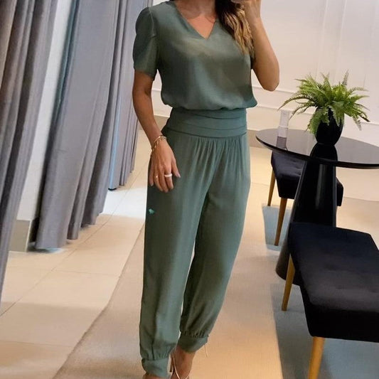 Fashion Casual Set Short Sleeve Top
