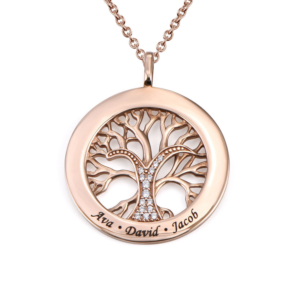 Francesca – Women's Family Tree Necklace with Engraving and Zirconia