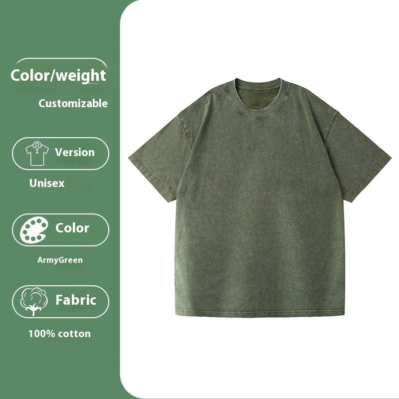 Jim – Loose Cotton Washed T-shirt with Drop-Shoulder