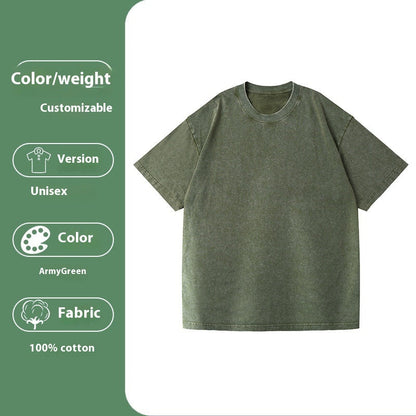Jim – Loose Cotton Washed T-shirt with Drop-Shoulder