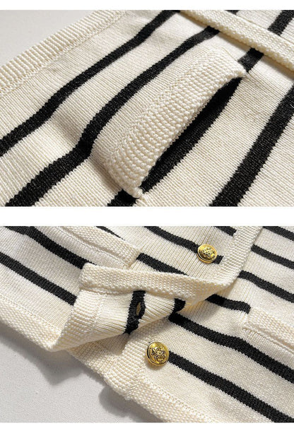 Phoebe – Cropped Knitted Cardigan with Stripes