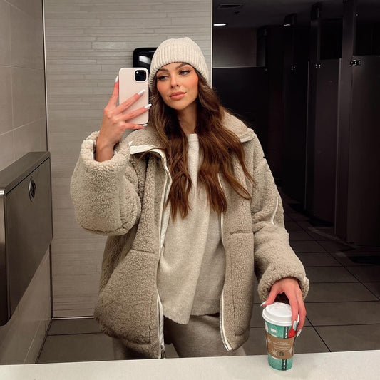 Kim – Loose Vegan Fleece Zipper Jacket