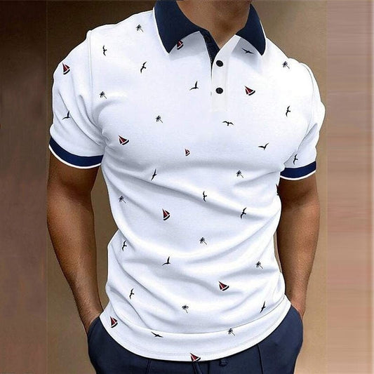 Calvin – Short Sleeve Sailboat Print Street Style T-Shirt