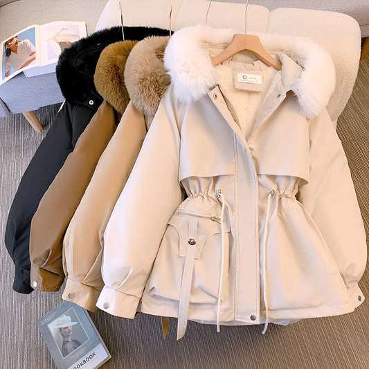 Women's Elegant Winter Parka Coat with Faux Fur Hood – Warm, Stylish & Waterproof Outerwear