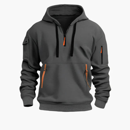 Men's Tactical Urban Zip-Up Hoodie with Utility Pockets