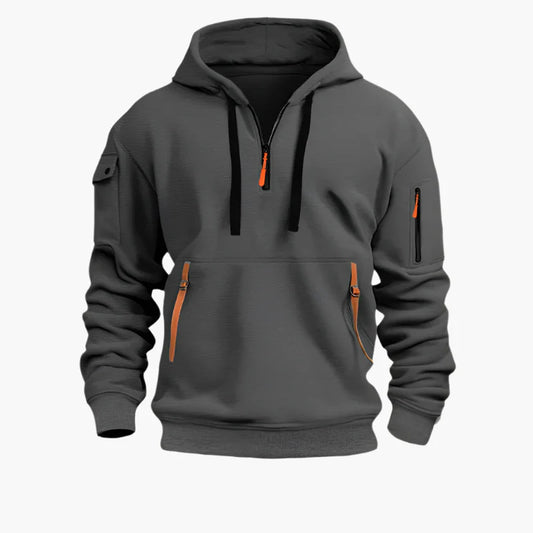 Men's Tactical Urban Zip-Up Hoodie with Utility Pockets
