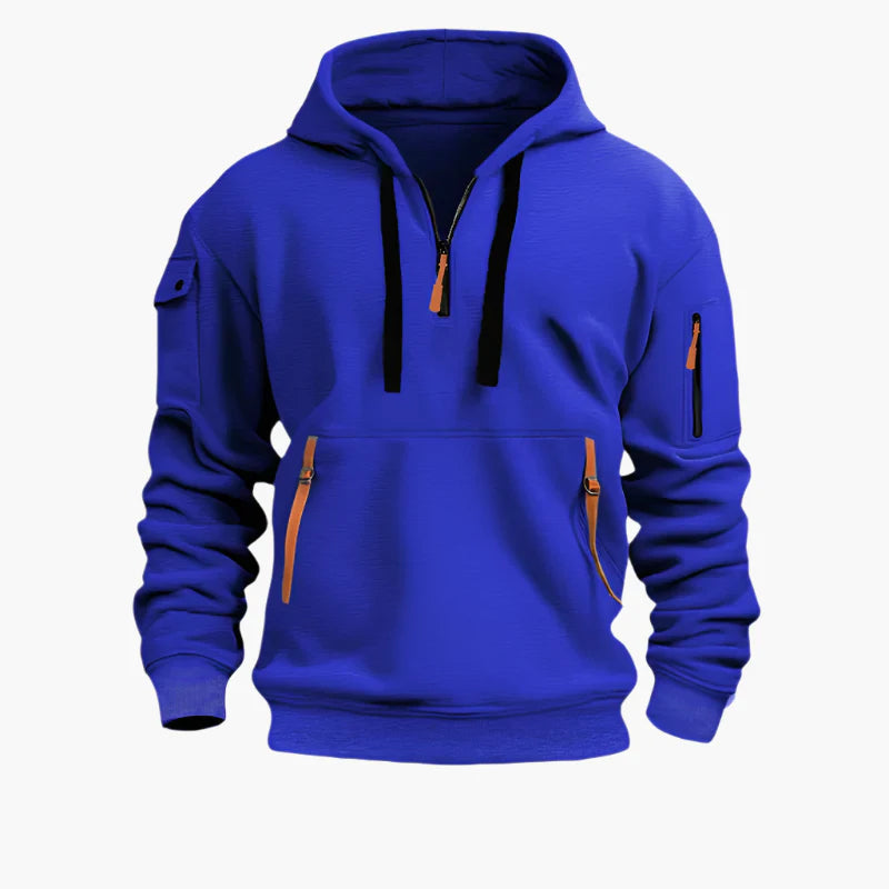 Men's Tactical Urban Zip-Up Hoodie with Utility Pockets