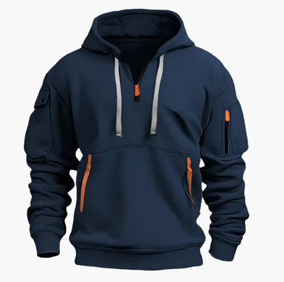 Men's Tactical Urban Zip-Up Hoodie with Utility Pockets