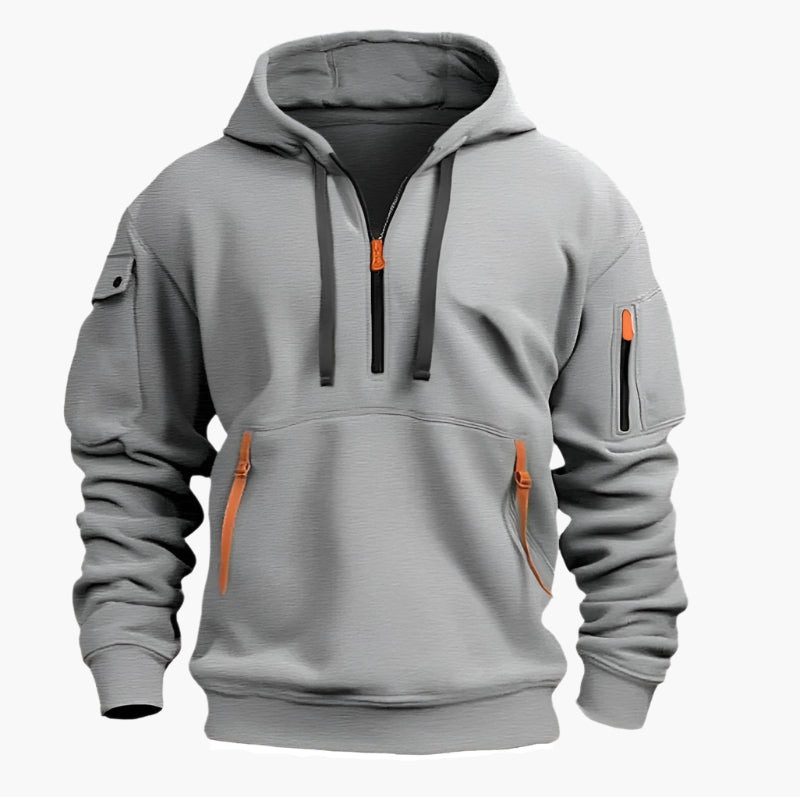 Men's Tactical Urban Zip-Up Hoodie with Utility Pockets