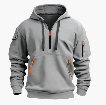 Men's Tactical Urban Zip-Up Hoodie with Utility Pockets