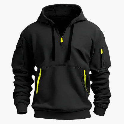 Men's Tactical Urban Zip-Up Hoodie with Utility Pockets