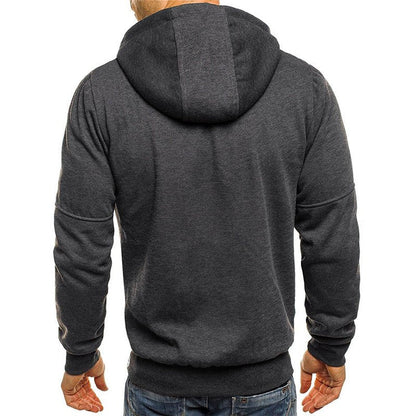 Men's Casual Full-Zip Hoodie Jacket with Adjustable Hood and Pockets