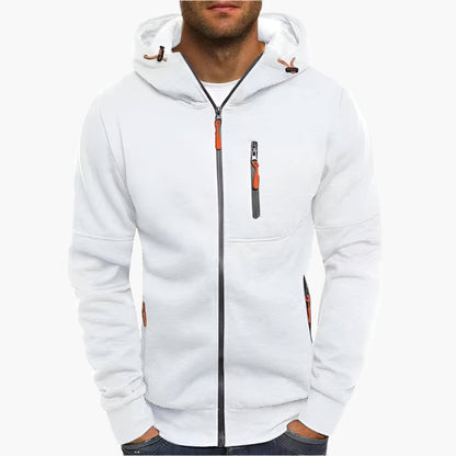 Men's Casual Full-Zip Hoodie Jacket with Adjustable Hood and Pockets