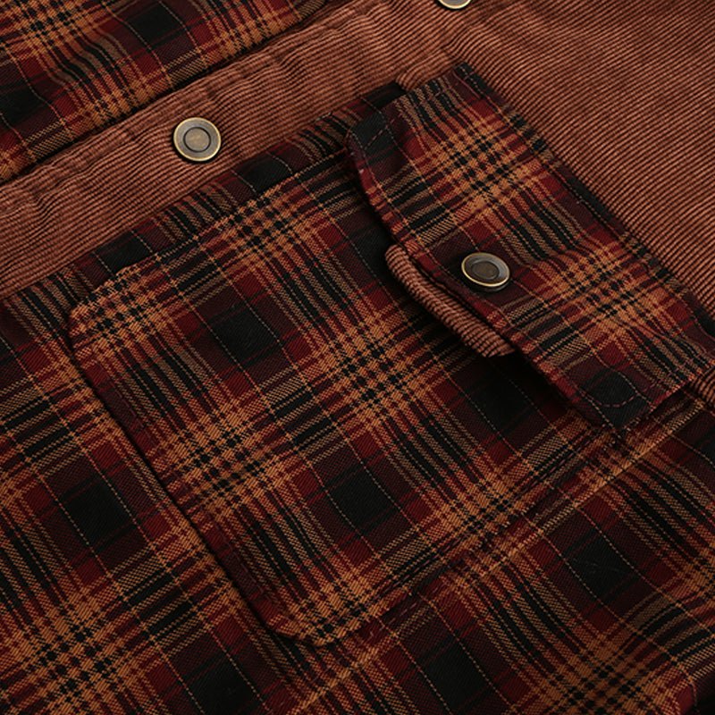 Men's Outdoor Plaid Fleece-Lined Shirt Jacket – Classic Stand Collar Workwear