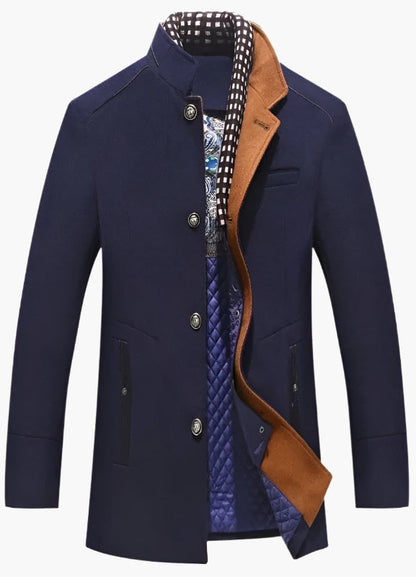 Men's Modern Slim Fit Pea Coat with Removable Collar – Elegant Business & Evening Outerwear