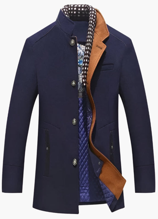 Men's Modern Slim Fit Pea Coat with Removable Collar – Elegant Business & Evening Outerwear
