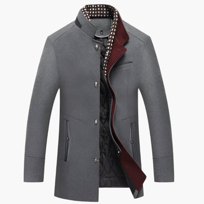 Men's Modern Slim Fit Pea Coat with Removable Collar – Elegant Business & Evening Outerwear