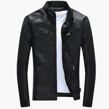 Men's Biker Style Casual PU Leather Jacket for Night Out