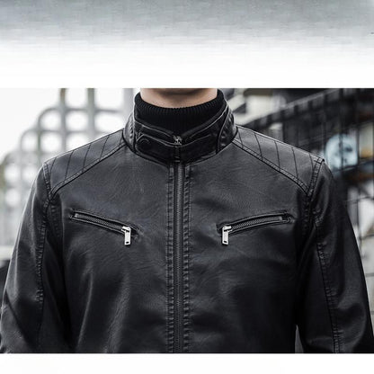 Men's Biker Style Casual PU Leather Jacket for Night Out