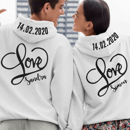 Natasha – Personalized Couple Hoodies with Name and Date